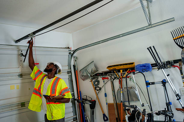 Professional Garage Door Installation technician working in Pecatonica, IL